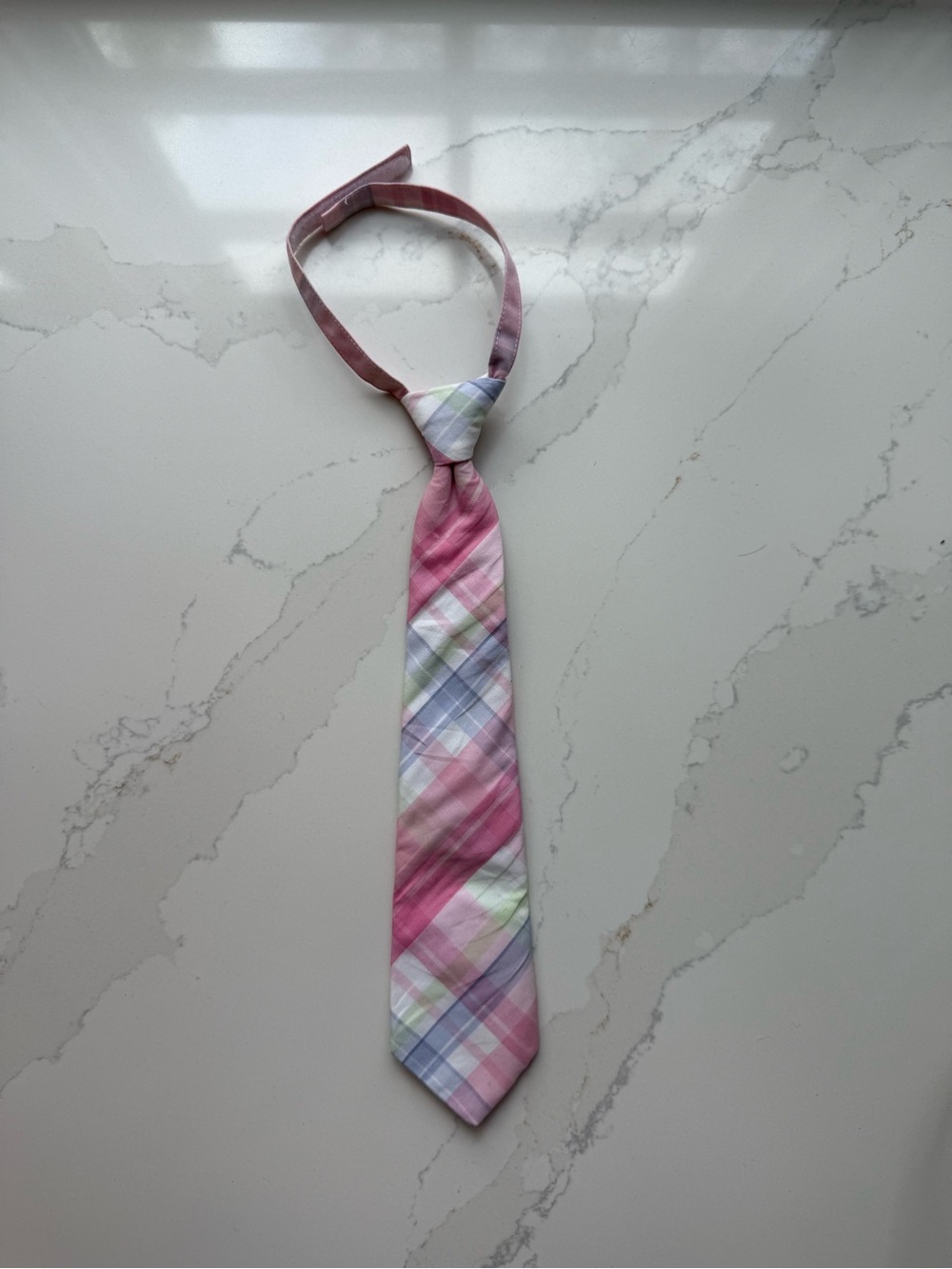 J. Crew Kids Pink Plaid Clip-On Tie with Pastel Accents